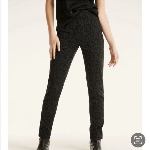 Brooks Brothers Charcoal Gray Black Leopard Print Ponte Pants SZ 14 - Picture 1 of 8